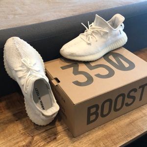 White on White Yeezy 350 Boosts